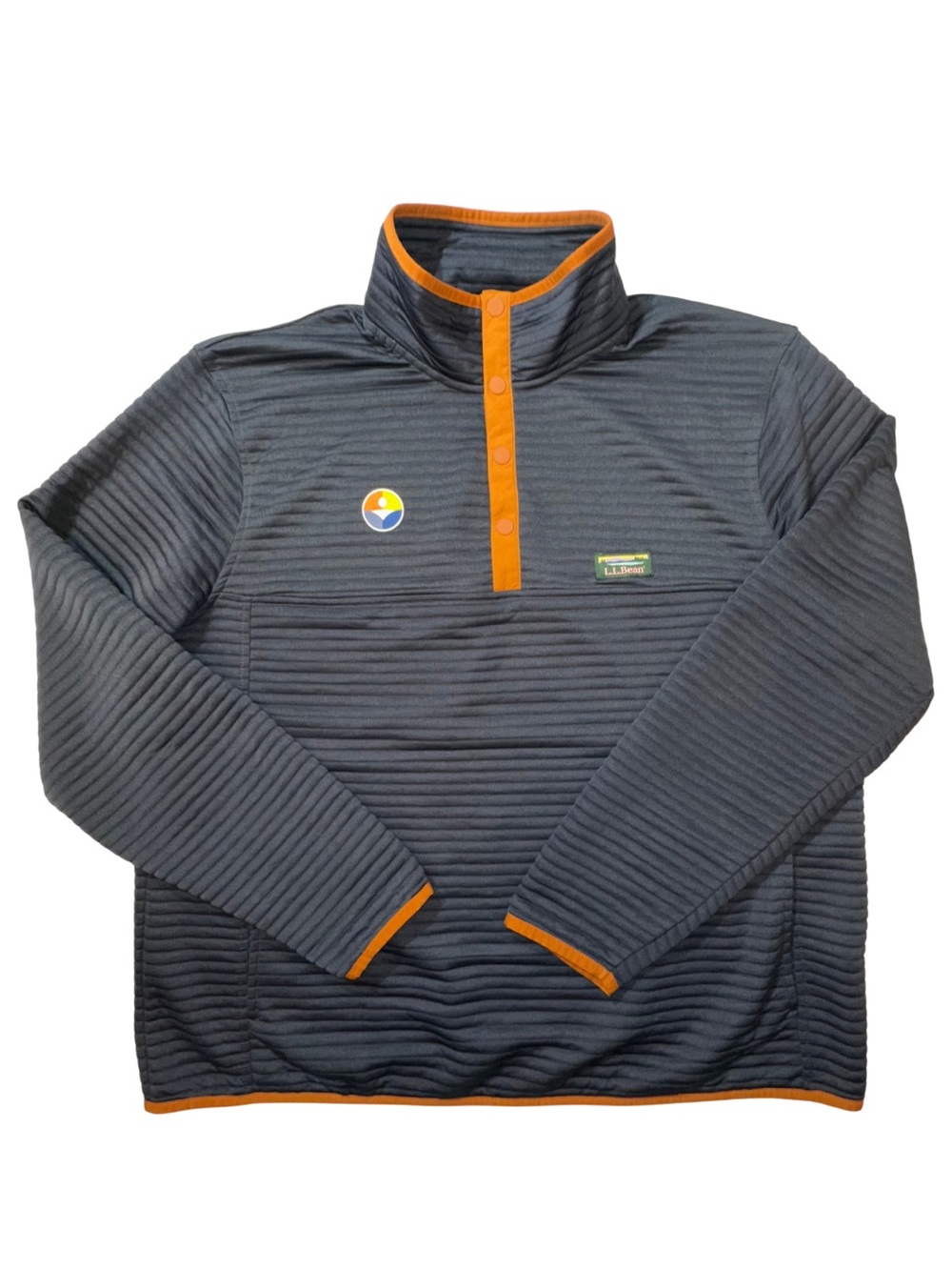 L.L.Bean Airlight Knit Pullover Men’s XL Navy Orange Hope Ignites Snap Neck